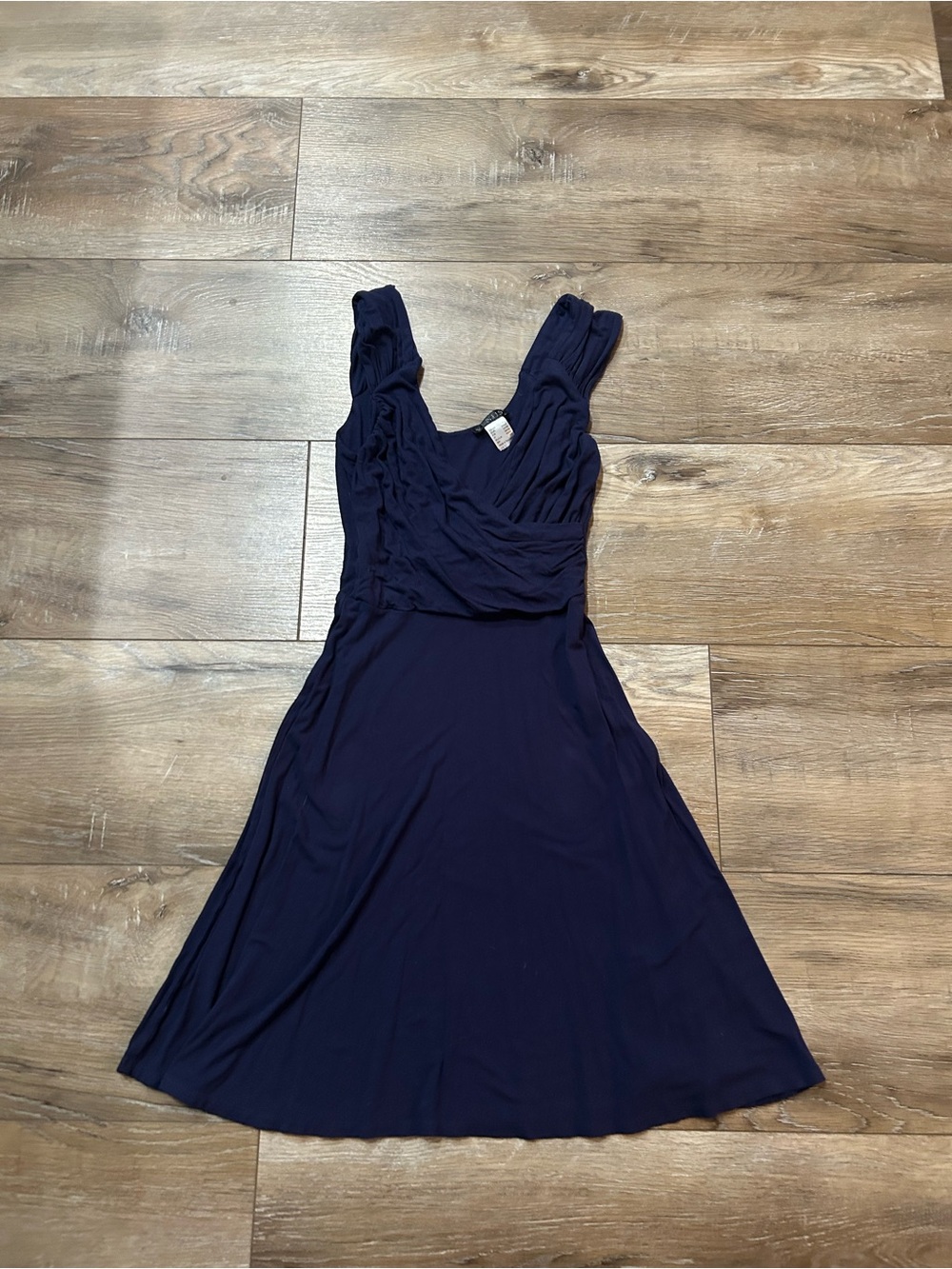 VENUS Navy Ruched Sleeveless A-Line Dress